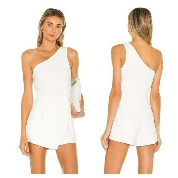 Superdown Alexa One Shoulder Romper - White - Picture 1 of 10